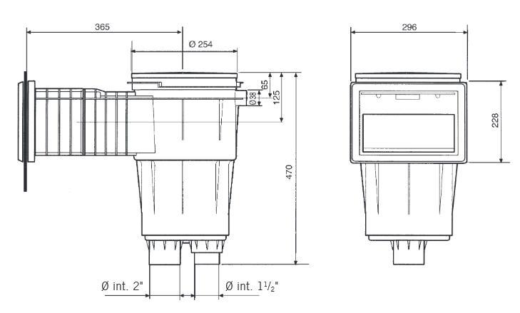 ASTRAL Einbauskimmer II - Saugöffnung 21x15 cm -Tiefe 510 mm